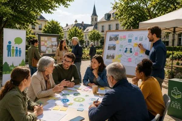 Groupe de citoyens en réunion pour prendre des décisions pour la ville
